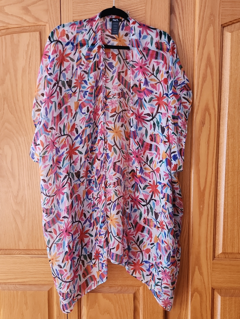 mark. Floral Open-Front Kimono in Pink, Blue, Orange, Green